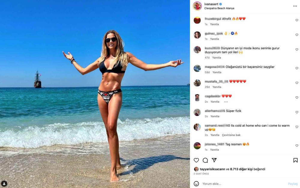 ivana sert in bikinili alanya paylasimi sosyal medyada gundem oldu afrodit